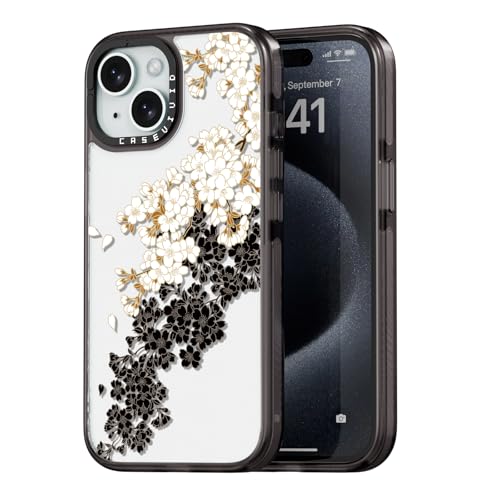 Coque iPhone 15 noire mignonne et résistante aux chocs pour écran 6.1