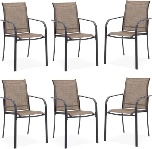 VICLLAX Patio Chair Set of 6, All Weather Metal Outdoor
