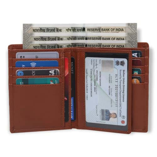 Image of TANSTITCH Men's Genuine Leather Wallet | RFID Blocking Wallet for Men | 16 Card Slots, 1 ID Window | Large Capacity Card Holder Wallet for Men (Hold 30 Currency Notes) (TAN)