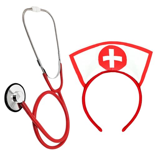 Lufdegim Krankenschwester Kostüm, Krankenschwester Zubehör Set mit Haarreif and Stethoskop, Krankenschwesters Kostüm, Nurse Costume Karneval...
