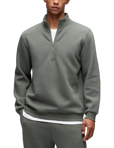 CRZ YOGA Fleece Lined Half Zip Sweatshirts Grey Sage Small