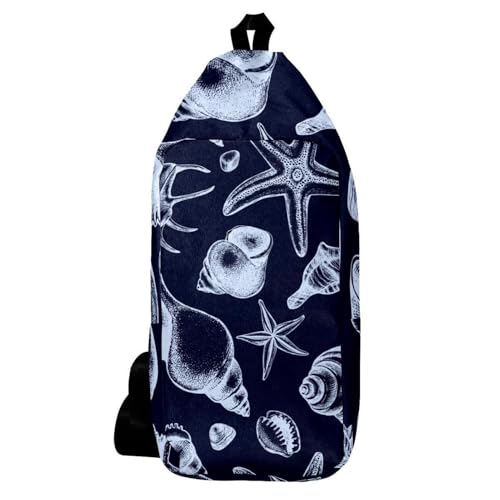Sac à dos à bandoulière motif coquillage et étoile de mer multicolore 16x36.5cm