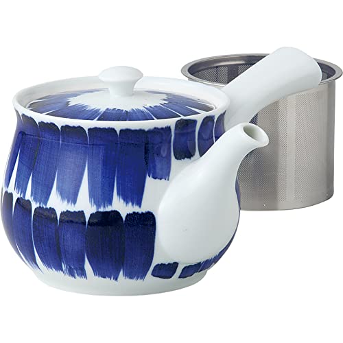 Hasamiyaki 14519 Teapot with Brush Pattern, Extra Large Size (Super Stainless Steel with Tea Strainer), Capacity: Approx. 20.3 fl oz (600 ml), Made in Japan