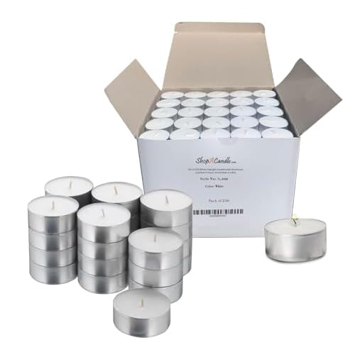 250 Pack Tealight Candles in Metal Cups – Clean, White Unscented Tealight with 3 Hour Long Burning Time – Votive Candles Bulk for Romantic Dinner, Weddings, Spa & Hotels