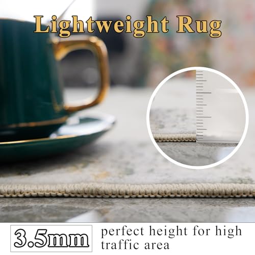 9x12 Area Rug for Living Room- Modern Abstract Machine Washable Rug Large Area Rug Indoor Stain Resistant Carpet for Bedroom Non-Slip Low Pile Soft Room Decor 9X12 Sage Green