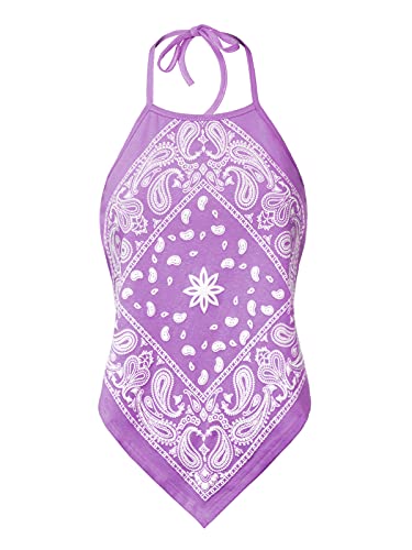 Image of Design by Olivia Women's Sexy Paisley Bandana Halter Top Y2K Crop Shirt