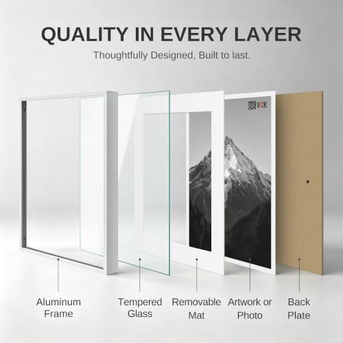 Image of VCK 16x20 Frames Silver Metal, Real Glass, 11x14 Mat, 3 Pack, for Picture