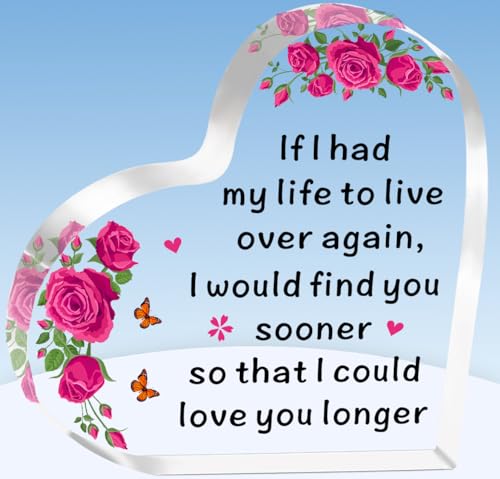 TTOVEN Gifts for Girlfriend Valentines Day Gifts Birthday Gifts For Girlfriend Wife If I Had My Life to Live Over Again Heart Shaped Acrylic