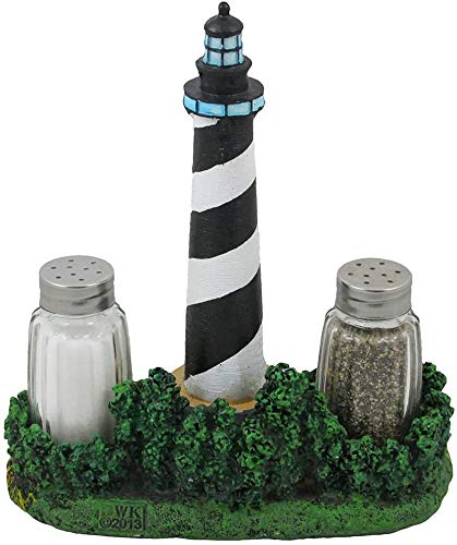 Nautical Cape Hatteras Lighthouse Glass Salt and Pepper Shaker Set Figurine with Holder in Decorative Kitchen Decor Sculptures and Collectible Coastal Gifts - Image 5