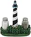 Nautical Cape Hatteras Lighthouse Glass Salt and Pepper Shaker Set Figurine with Holder in Decorative Kitchen Decor Sculptures and Collectible Coastal Gifts