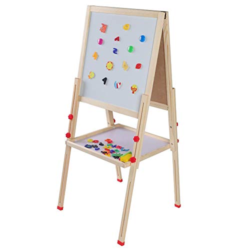GOTOTOP Chevalet d'activité pour enfants réglable double face avec aimant pour enfants 44 u00d7 44 u00d7 115 cm Bois vert et blanc