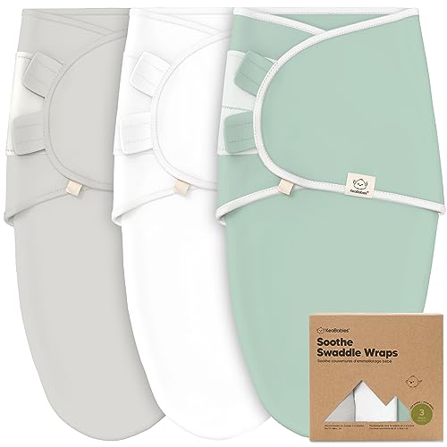 Image of 3-Pack Organic Baby Swaddle Sleep Sacks - Swaddles for Newborns, Infant 3-6 Months, Baby Girls, Boys, Soft & Snug Newborn Sleep Sack, Nursery Swaddling Blankets (Sage, L)