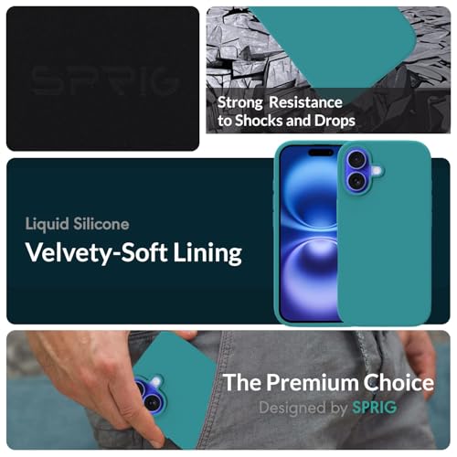 Image of SPRIG Compatible with iPhone 16 Premium SilkTone (Liquid Silicone) Back Cover Drop Tested Shock Proof Mobile Case for Men, Women, Boys and Girls with Camera Protection (Ocean Blue)