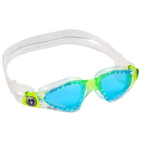 Aquasphere Kayenne Junior Swimming Goggle, Blue Lens - Transparent/Lime, One Size Cover