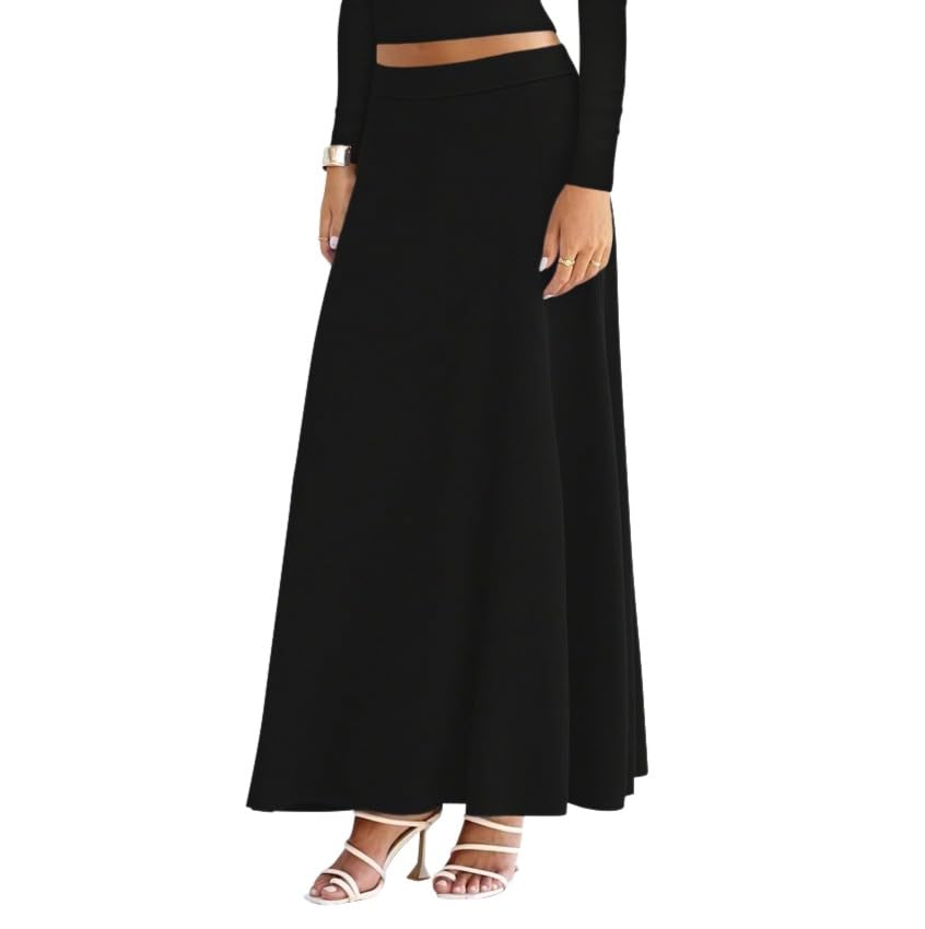 Sweet Hearts Maxi Skirts for Women- Elastic Waist Casual Comfy Flare A-Line Long Skirt XS-XL Made in USA - Image 4