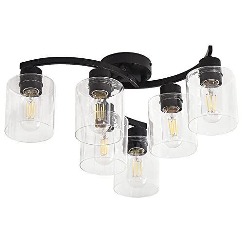 Eatich Semi Flush Mount Ceiling Light, 6 Lights Hallway Light Fixture Ceiling With Clear Glass Shade, Modern Light Fixtures Ceiling Mount For Kitchen Hallway #TOP7