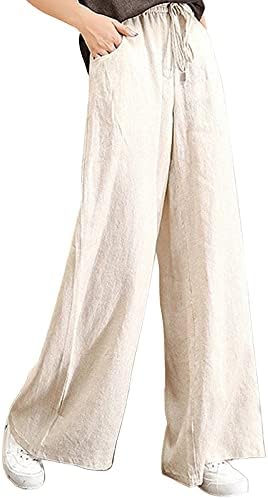 Pants Casual with Pockets Drawstring Leggings Cotton Loose Solid Women’s Color Plus Plus Size Gothic Pants (Khaki, XXXL)