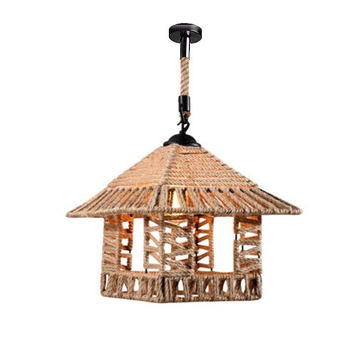 Lustre industriel en corde de chanvre pour éclairage bar