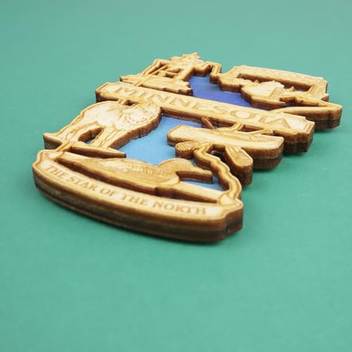 Imán decorativo de madera Minnesota rectangular miniatura 5