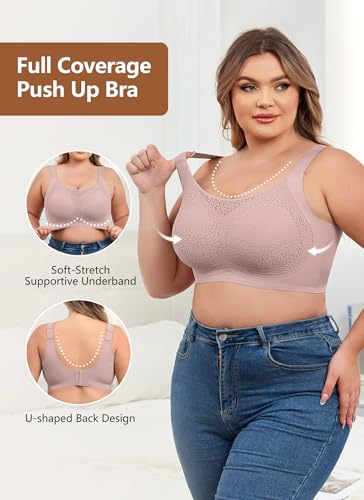 Image of Xcutting Lace Women's Seamless No Underwire Bra Soft Wireless Comfort Bralettes Full Coverage Bralette Everyday T-Shirt Bra