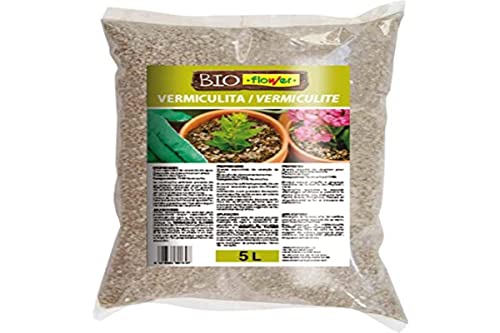 Flower - Vermiculita 5 L | Origen Natural | Retiene Nutrientes y Elementos Fertilizantes | Regula y Estabiliza Las Plantas | Mayor Capacidad de Retención de Agua, Único, Sustrato
