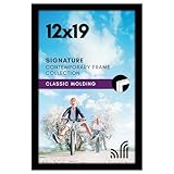 Americanflat 12x19 Picture Frame with Shatter-Resistant Glass - Signature Collection - Gallery-Style Frames Made of Engineered Wood - Photo Frame for Wall Display - Black