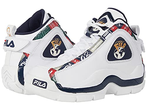 Fila Boy's Grant Hill 2 Patchwork (Big Kid) White Navy Red 7 Big Kid M