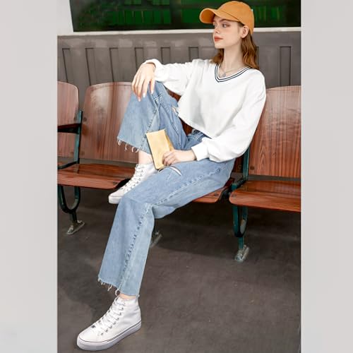 Image of yageyan Womens High Top Canvas Sneakers Lace up Fashion Shoes for Women Casual Classic