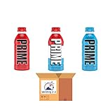 Prime Hydration Drink Variety Pack (16.9oz 12pk) Tropical Punch, Ice Pop, Blue Raspberry, With V2U Custom Koozie