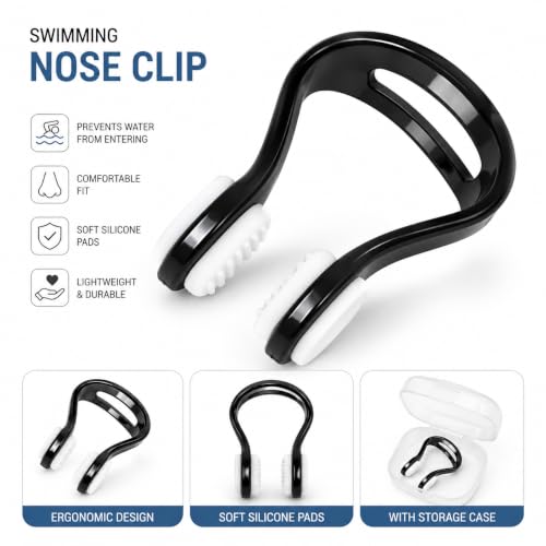 Image of Swimming Ear Plugs & Nose Clip Set Silicone EarPlugs For Men & Women For Ear Protection From Water EarPlug & Nose Clip For Swim Kit For Training Earbuds for Swimming