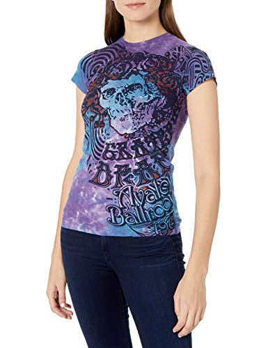 Liquid Blue Women's Grateful Dead Bertha Baby Blue Juniors Tie Dye Graphic Tee, Large