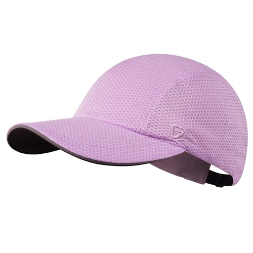 GADIEMKENSD Women's Race Day Running Hat Performance Mesh Baseball Cap Ventilation, Lightweight, Reflective Safety Ponytail Hats for Exercise Golf Hiking Beach Workout Gym Light Purple