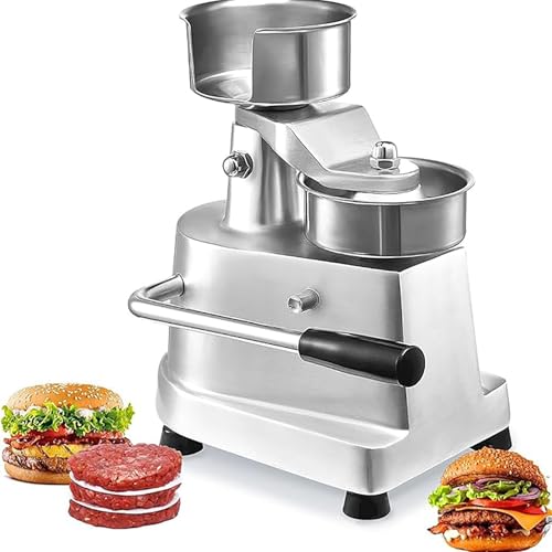Prensa for hamburguesas, máquina formadora manual de acero inoxidable for alimentos personales y comerciales, incluye papel for hamburguesas, color plateado(15cm)