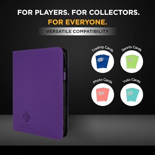 Image of Card Guardian Premium Trading Card Album with Zip - 360 Card Slots - 9-Pocket TCG Binder for Trading Cards, MTG, Yu-Gi-Oh!, One Piece & Sports Cards (Purple)