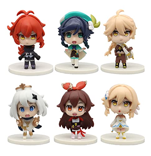 Buy Genshin Merch Impact Figure 6 Set Pon Barbatos Vinte Aether Lumine Diluc Amber Action 