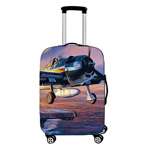 3D Avion Housse de Valise Elastique, DOTBUY Réutilisable Anti-Rayures Lavable Bagages Étui Protéger Coffre Voyage Trolley Zippé Résistant Robuste Couvre Protection (A,L (26-28 Pouces)) Cover