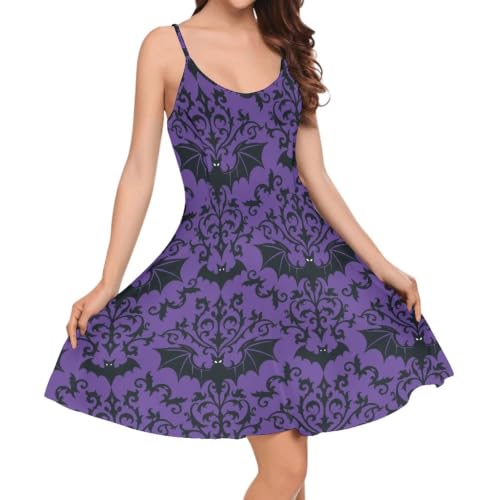 Image of Women's Spaghetti Strap Dress Summer Casual Swing Sundress Girls Beachwear Swing Mini Dress