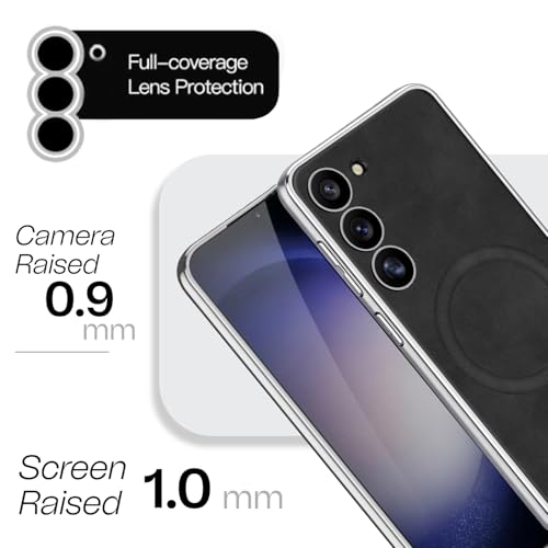 Image of TechTrendz Electroplated Chrome Cover for Samsung Galaxy S25 Soft Edges TPU Mobile Phone Back Case with Leather Magnetic Wireless Charging Case Compatible with Samsung Galaxy S25 (Brown)
