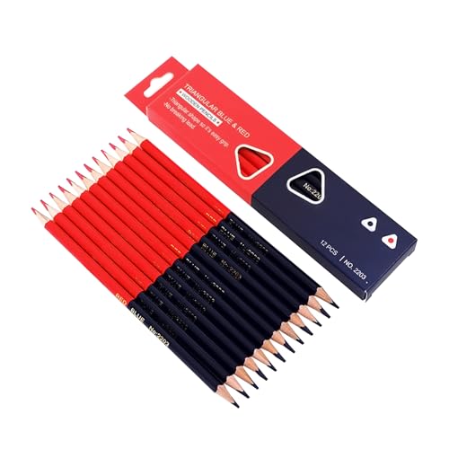 Solxion 赤青鉛筆 12本入 三角軸 折れにくく 耐久性があり シンプルデザイン 赤えんぴつ 青えんぴつ 初心者/大人/子供に適す 多機能 学校 教室 自宅 オフィス 家庭用