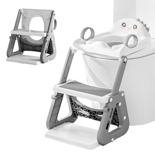 Riduttore Wc Bambini con Scaletta, 2 In 1 Scaletta Wc Per Water Bambini con Struttura a Triangolo, Paraspruzzi Estesi...