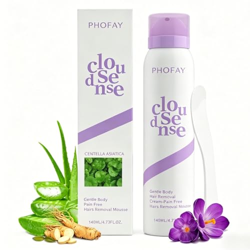 PHOFAY Smooth Hair Removal Spray for Women & Men Sensitive Skin Painless Depilatory Cloud Sense Hair Removal Cream with Aloe & Hyaluronic Acid Body Hair Remover for Bikini Legs Chest Underarms(1PC)