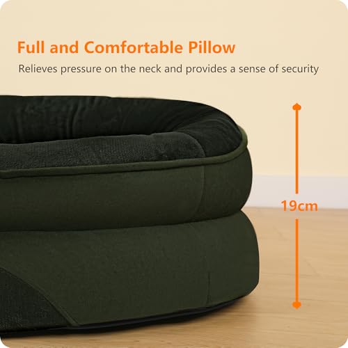 Orthopedisch hondenbed, hondenbank, vierzijdig nekrolkussen, antislip onderkant, hondenmand, afneembaar en wasbaar, grote honden, 122 x 90 x 19 cm, olijfgroen - Afbeelding 4