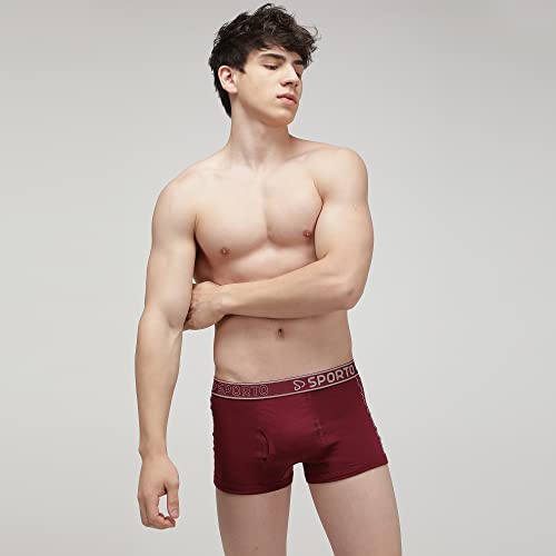 Image of sporto Men's Mid-Rise Super Soft & Comfortable Solid Cotton Square Trunks with No-Fold & No-Pinch Elastic Waistband (Combo Pack)