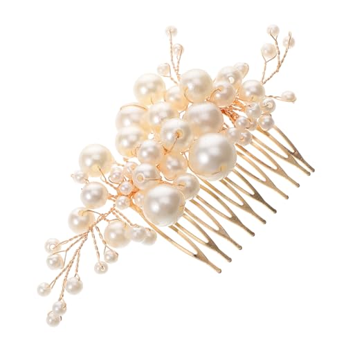 AKOOSY エレガントなパールヘアコーム 結婚式用手作りヘアアクセサリー