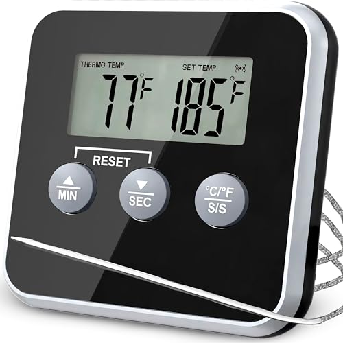 Retoo Digitales Fleischthermometer Bratenthermometer mit Langer Sonde, 0°C bis 300°C Genau - IP67 Wasserdichtes Grillthermometer, Küchenthermometer...