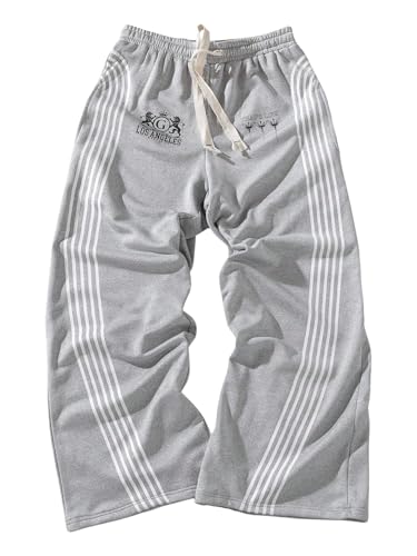 GORGLITTER Men's Baggy Wide Leg Sweatpants Striped Graphic Loose Track Pants Going Out Joggers