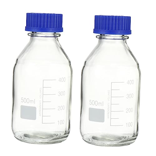 CHILDWEET 500ml Reagent Bottles Set of 2 Lab Chemical Storage Bottles Graduations Leak-proof Design