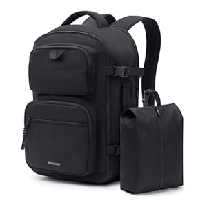 BAGSMART Travel Backpack for Women Men, 40L Flight Approved Carry on Backpack with Shoe Bag, TSA Large Personal Item Backpack with 17 Inch Laptop Compartment, Weekender Suitcase for Travel, Black
