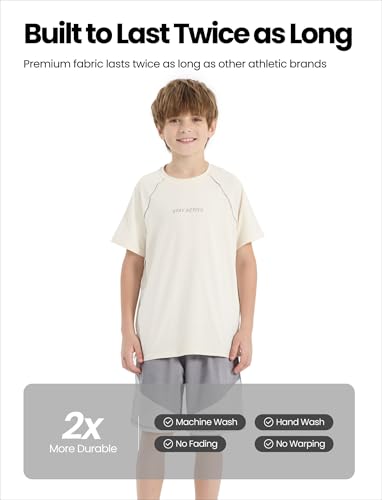 PATPAT 2 Pack Boys T-Shirts with Ultra Lightweight & Quick Dry, Short Sleeve Athletic Shirt for Kid Youth, Size US14/XL2