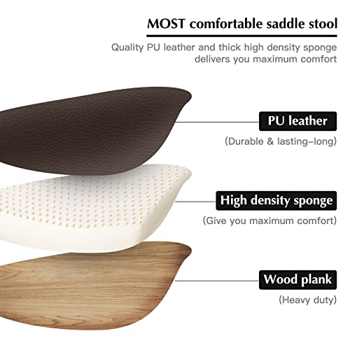 Saddle-Stool-with-Wheels-300-lbs-Weight-Capacity-Heavy-Duty-Rolling-Stool-for-Medical-Massage-Salon-Kitchen-Spa-Drafting-Nail-TechHeight-Adjustable360-SwivelWide-Thick-Seat-Paddingbrown